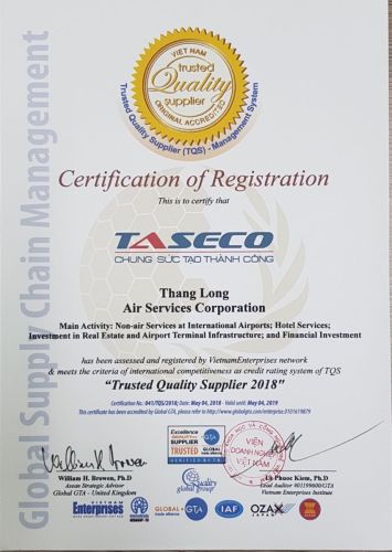 Taseco đạt “cú đúp” chứng nhận của TBI:2018