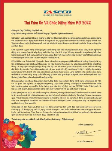 Thư cảm ơn và chúc mừng Tết Nguyên đán Nhâm Dần 2022