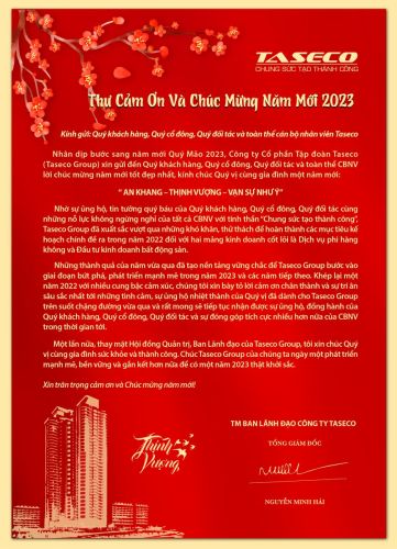 Thư cảm ơn và chúc mừng Tết Nguyên đán Quý Mão 2023