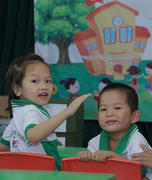 Nụ cười của các cháu học sinh Trường Mầm non Hoa Phong Ba.