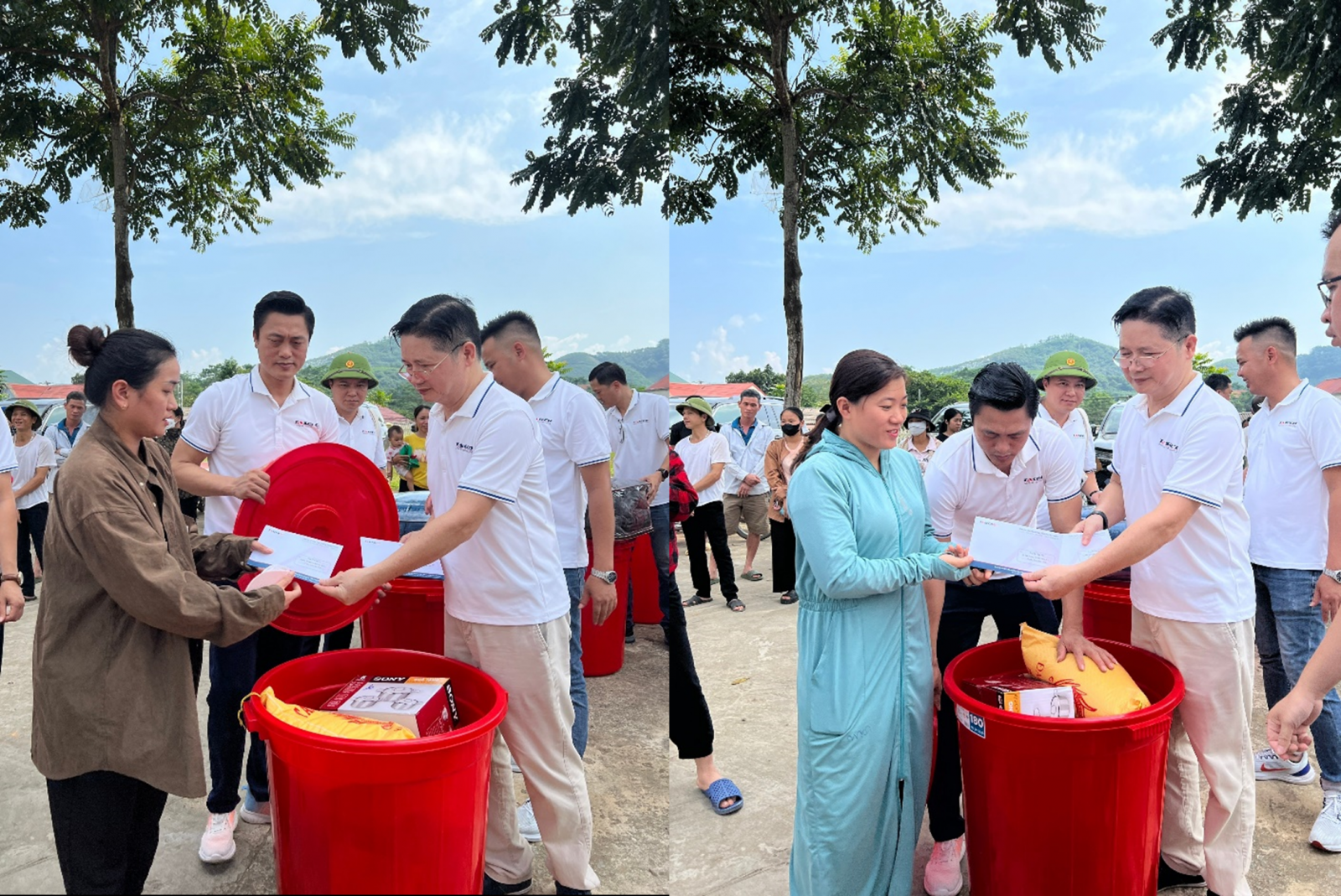 Đoàn công tác Taseco trao tặng tiền mặt và các đồ dùng thiết yếu cho bà con tại xã Tân Hương, huyện Yên Bình, tỉnh Yên Bái