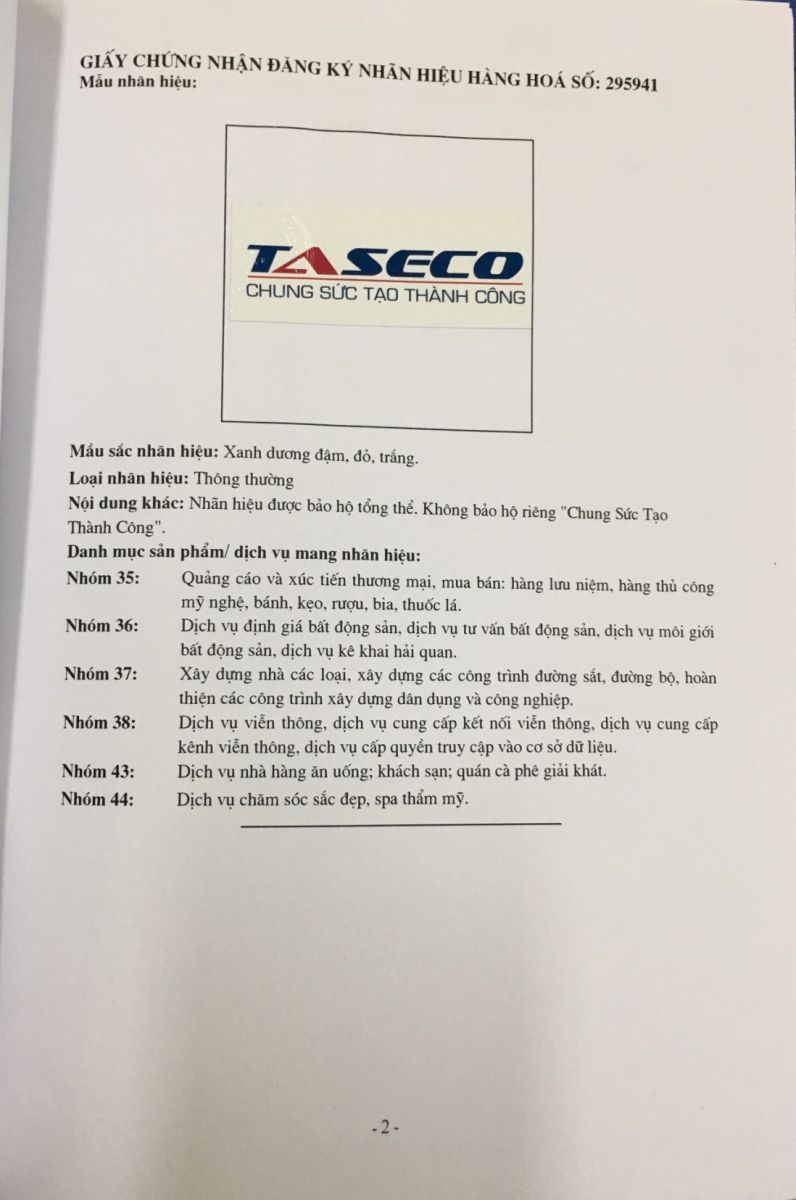 Dịch vụ đăng ký kèm theo Logo TASECO
